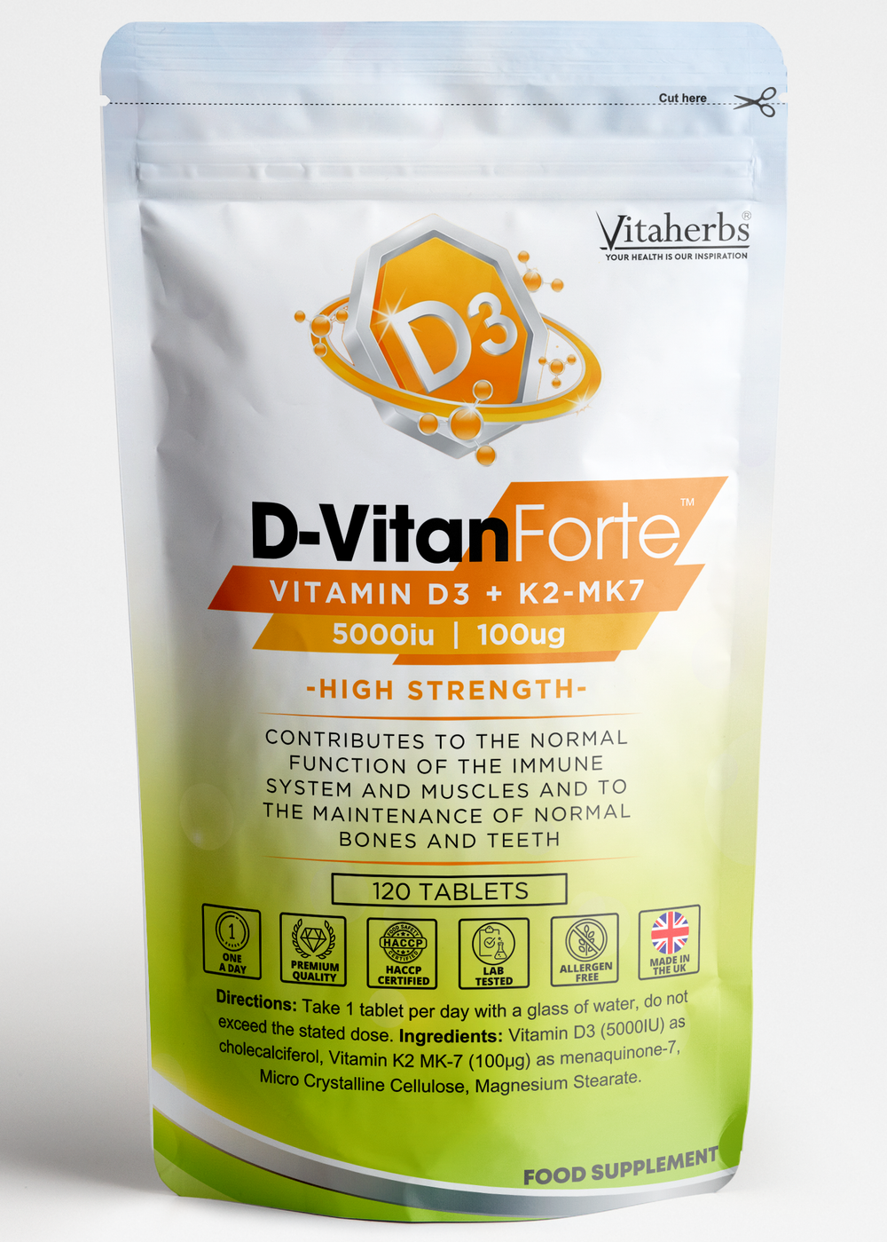 D-VitanForte | Vitamin D3 5000iu + K2 MK-7 100ug