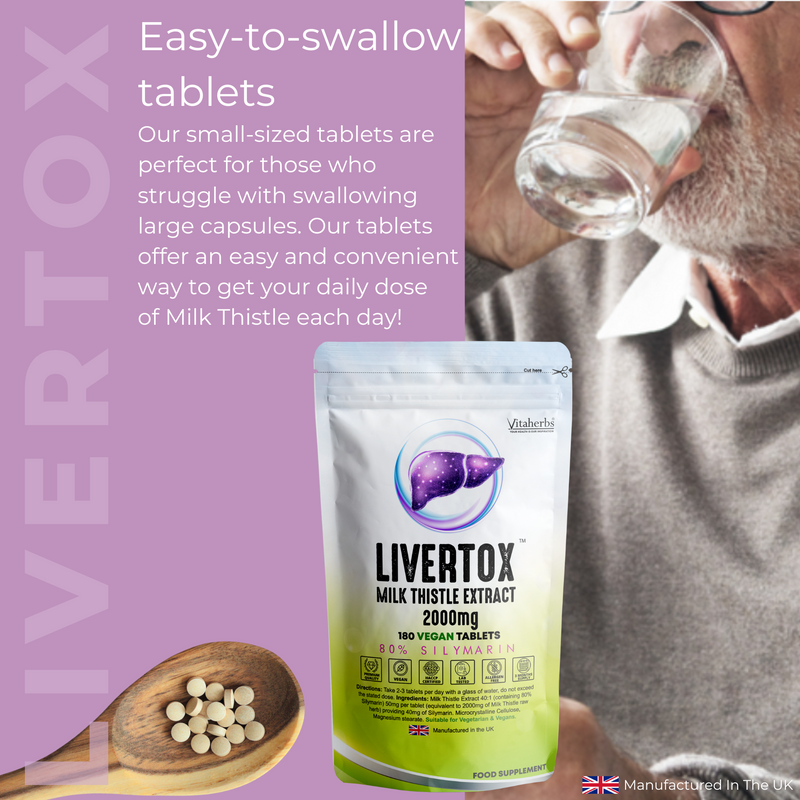 Livertox Milk Thistle Extract 2000mg Tablets VITAHERBS Vitaherbs.co.uk